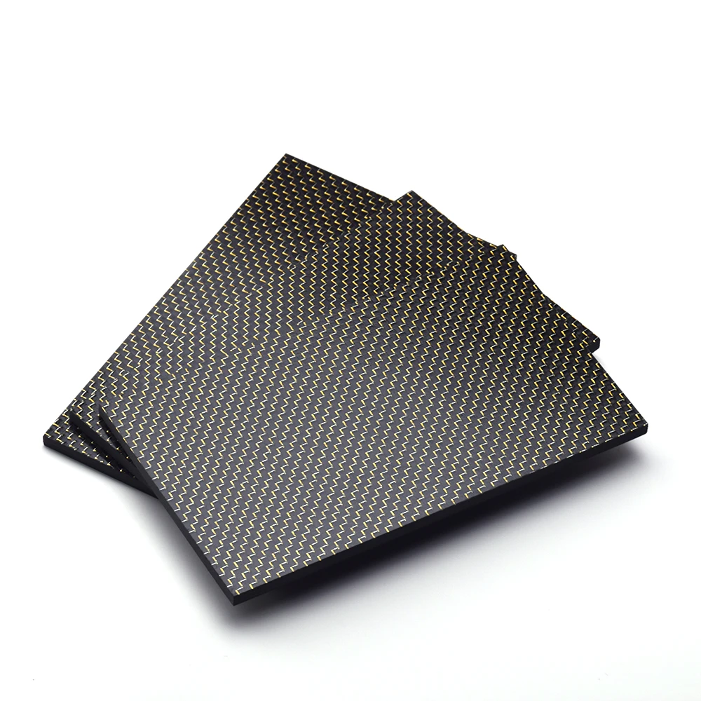 400x500mm Plain Glossy Matte Thickness 0.5-2.5mm 100% High Temperature Laminate Gold Blue Silver Red 3K Color Carbon Fiber Sheet
