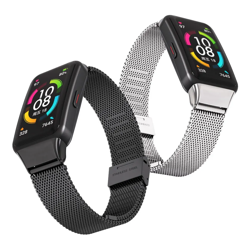 Para Huawei Band 7 Correa para Huawei Band 6 Correa Honor Band 6 pulsera pulseras de Metal de silicona reemplazo de reloj inteligente