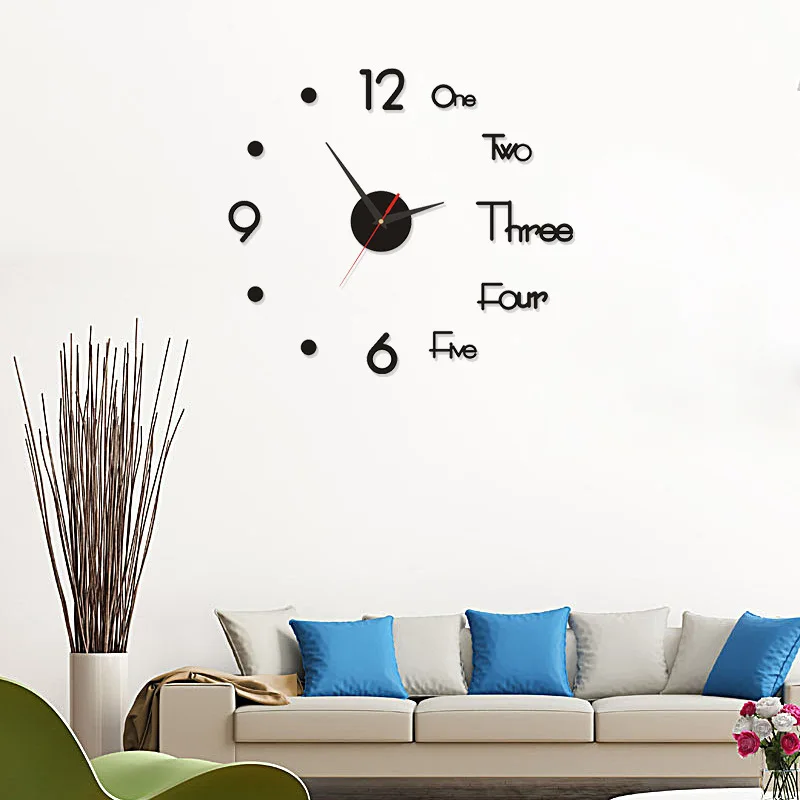 

1Set Acrylic Creative Clock 3D Mirror DIY Wall Stickers Removable Art Decal Home Decor Living Room silent Quartz Needle Clocks