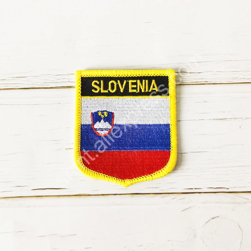 Slovenia National Flag Embroidery Patches Badge Shield And Square Shape Pin One Set On The Cloth Armband   Backpack  Decoration