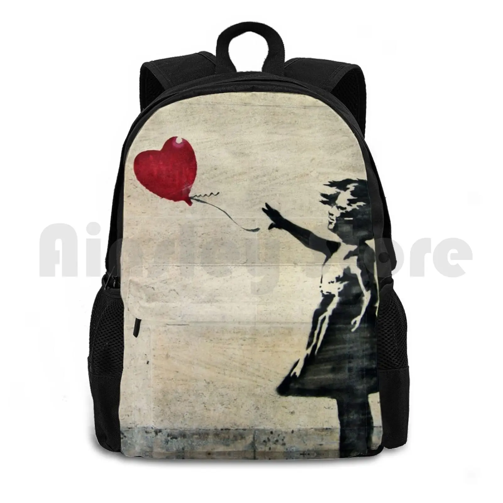 Banksy's Girl With A Red Balloon Iii Outdoor Hiking Backpack Waterproof Camping Travel London England United Kingdom Banksy