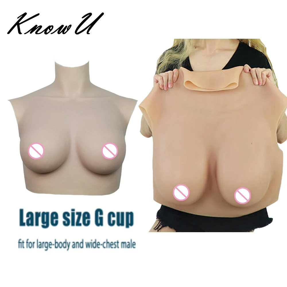 

KnowU Crossdress G Cup Silicone Breast Plate For Large Body and Wide Chest Male Transgender Shemale Fake Boobs L Size