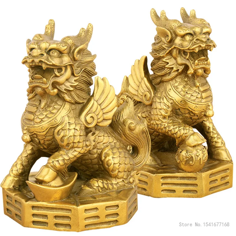 Brass Kylin Ornaments Town House Gifts, Home Garden Furnishings, Handicrafts, Courtyard Decoration, Wealth