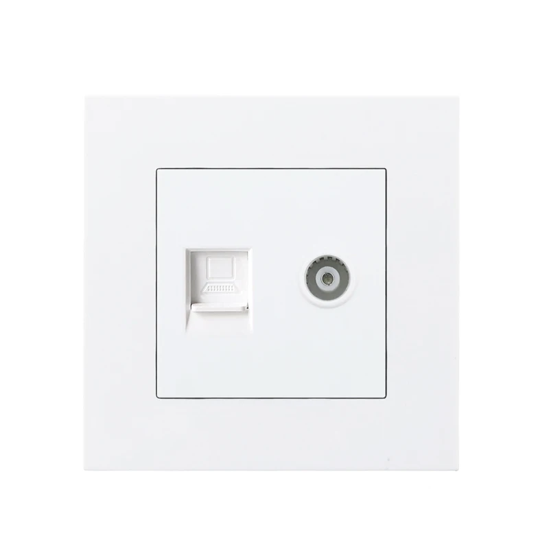 Gniazdo ścienne Cat5e Rj45 gniazdko internetowe z gniazdem telewizyjnym dane ścienne podwójne gniazdo komputerowe Panel z tworzywa sztucznego gniazdo komputerowe RJ45 — zdjęcie 2