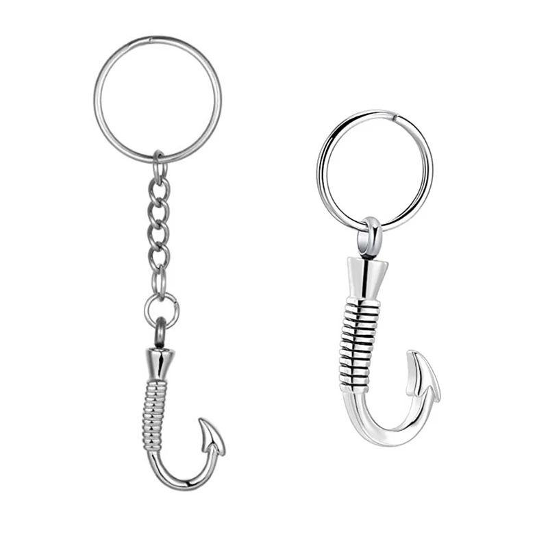 

Dropshipping Fish Hook Cremation Urn Keychain Keepsake Stainless Steel Memorial Ashes Holder Urn Keyring Cremation Jewelry