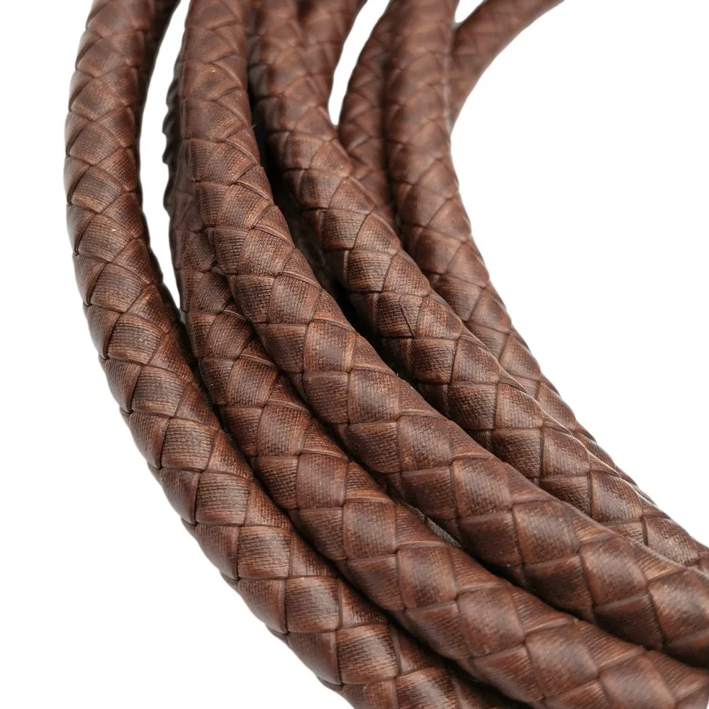 Aaazee 8mm Round Distressed Braided Leather Cords Bolo Strap