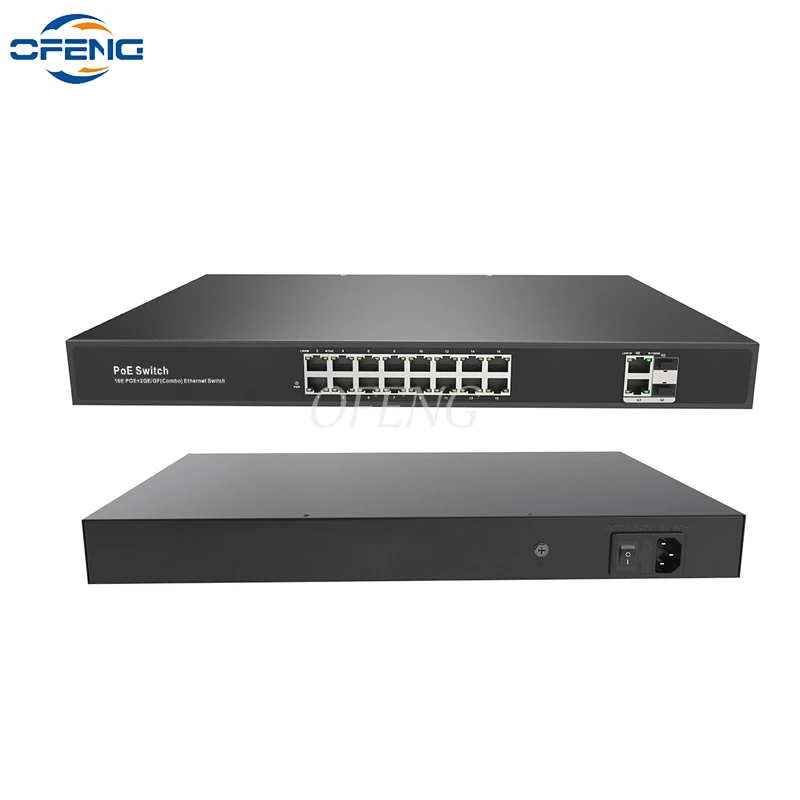 18 Port POE Switch 10/100Mbps 16*POE ports 2*Gigabit ports System Smart fast Ethernet Switch For IP Camera/Wireless AP/CCTV