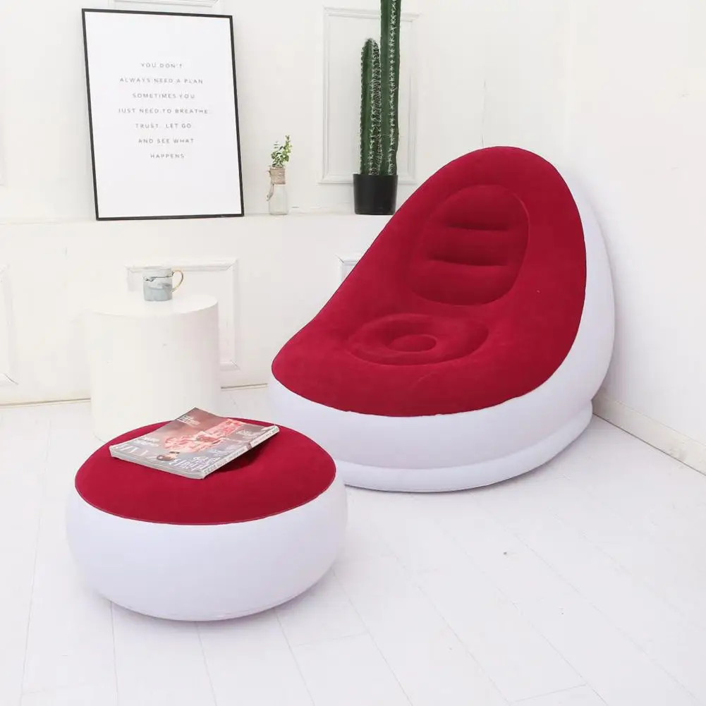 Delicate Texture Super Soft Inflatable Leisure Sofa Chair with Ottomans for Dorm