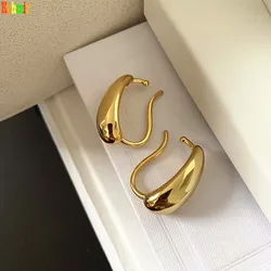 Kshmir Euramerican ear clip no ear hole female  simple metal water drop retro exaggerated female painless clip type earrings