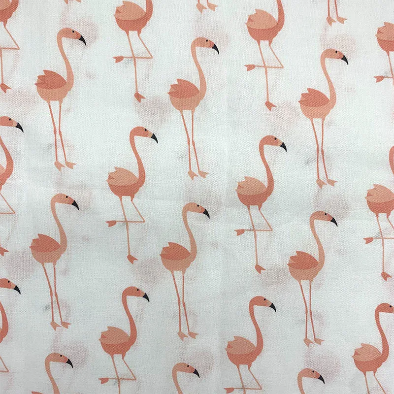 Good 100%Cotton Fabric White bottom Cartoon Flamingo pattern Digital Printing Sewing Material Children Fabric Diy Dress Clothing