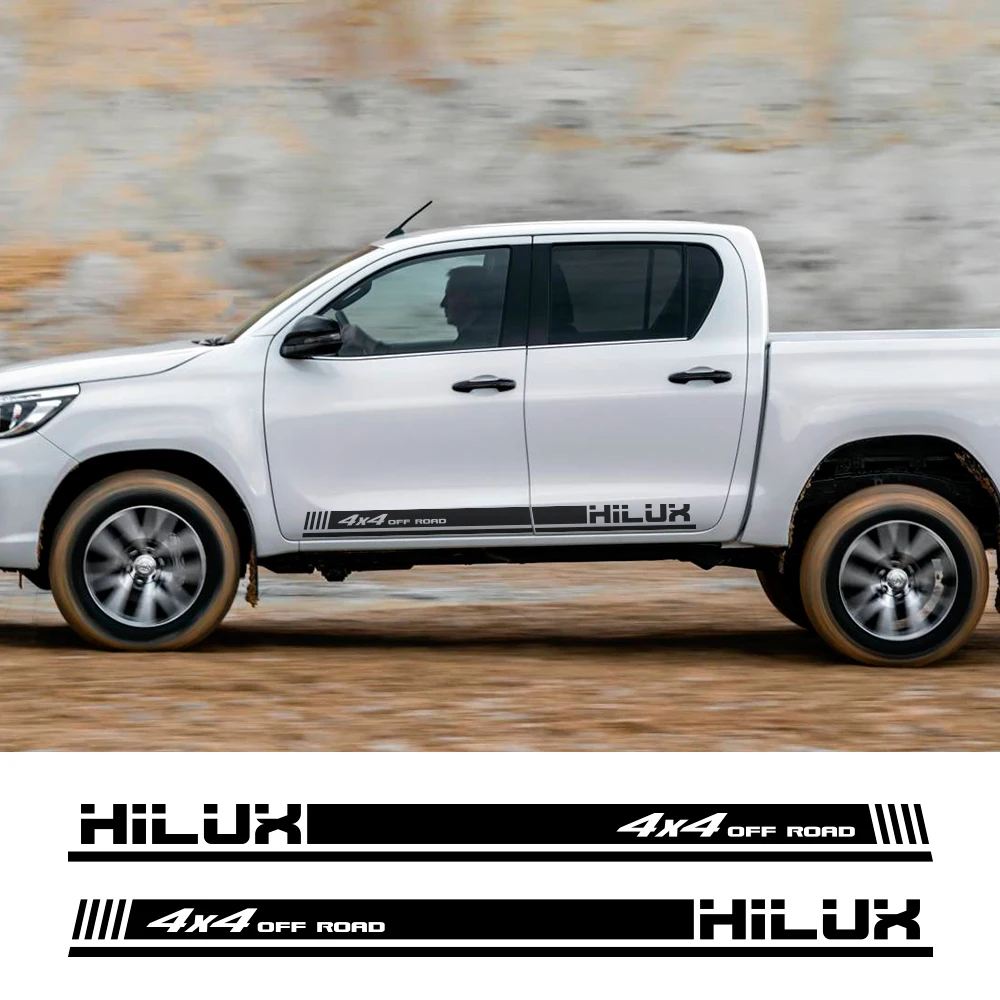 2PCS Car Racing 4x4 Off Road Decal Car Door Side Stripes Stickers Auto Body Decor Vinyl Film Decals Accessories For Toyota Hilux