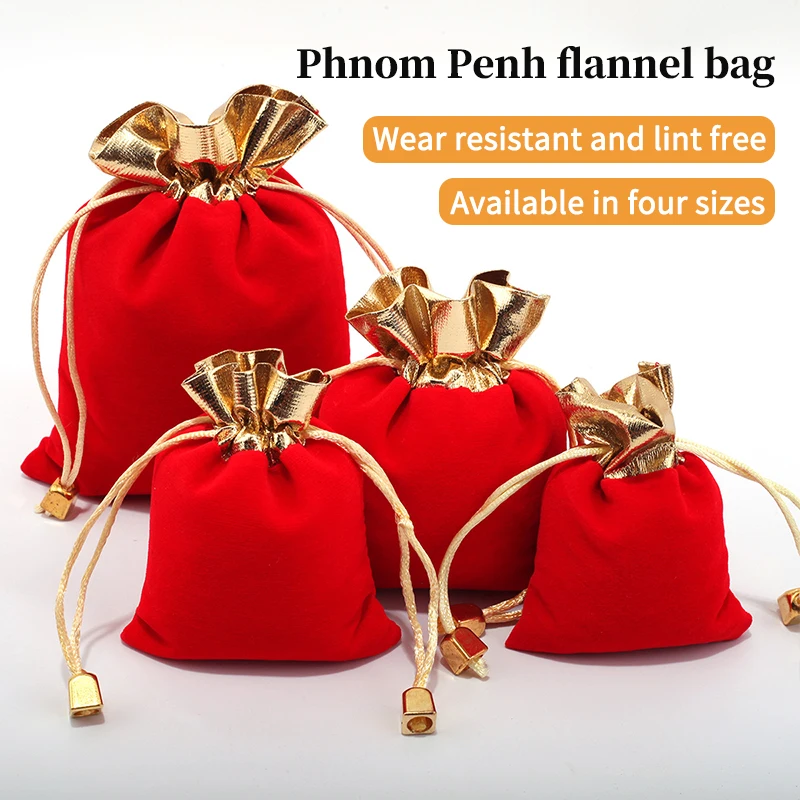 

Flannelette Double Drawstring Bundle Pocket Blessing Bag Phnom Penh Gold Bundle Mouth Jewelry Storage Bag Sugar Bag