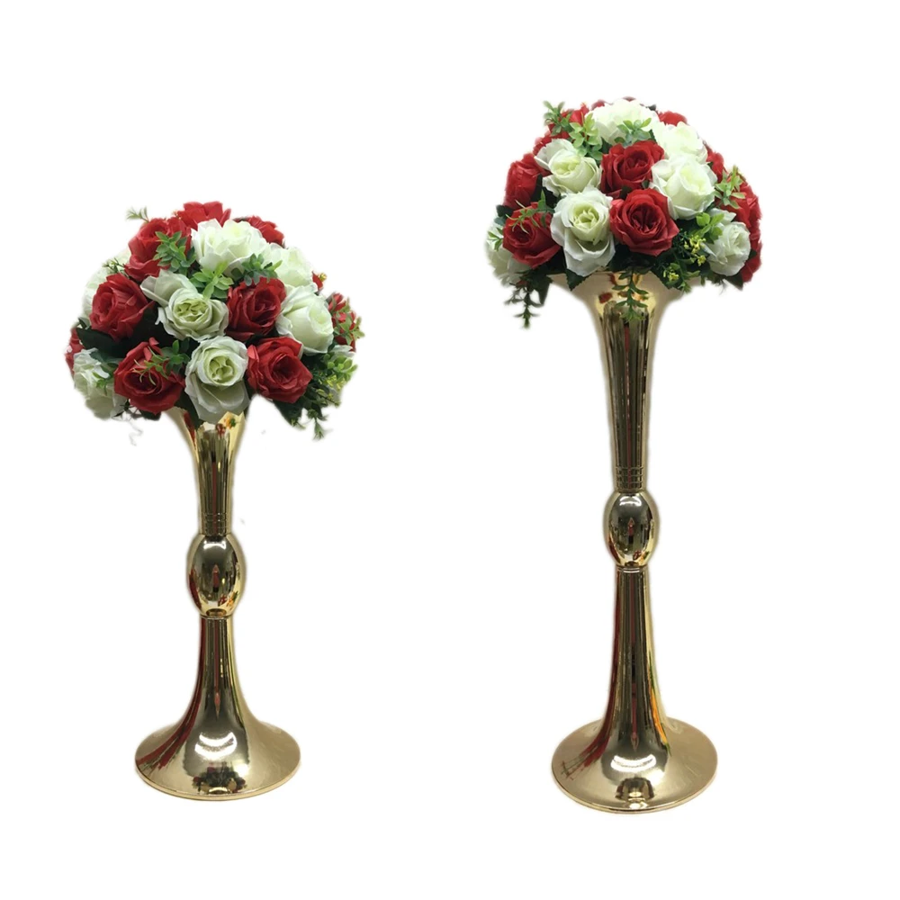 10 PCS Gold Vase Wedding Table Centerpieces Event Road Lead Flower Vases Flowers Rack For Home Decoration