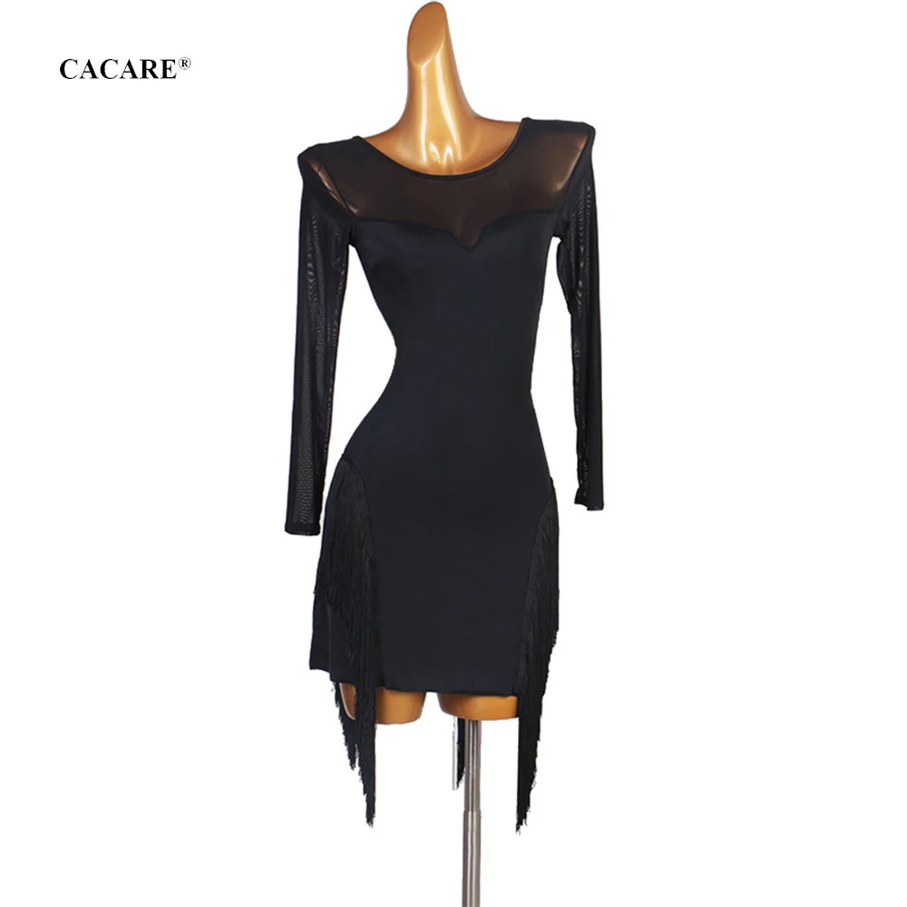 

CACARE Latin Dance Dress with Fringes Women Girls Competition Dancing Dresses Latin Dance Salsa Tango D0678