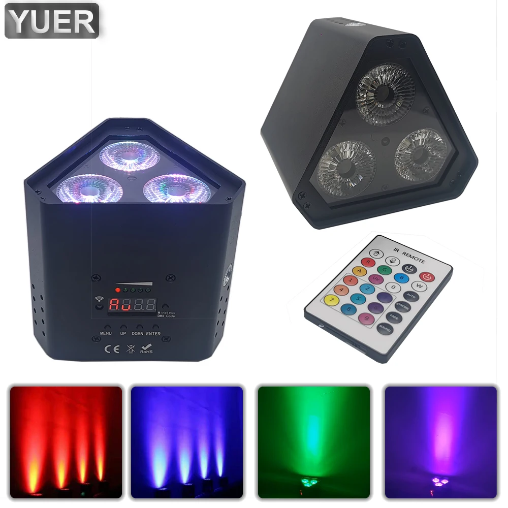 

NEW Wireless Battery LED Par RGBWA UV 6IN1 LED Wash Light 3x18W High Power Bright DJ Party Christmas DMX Wedding Party Stage