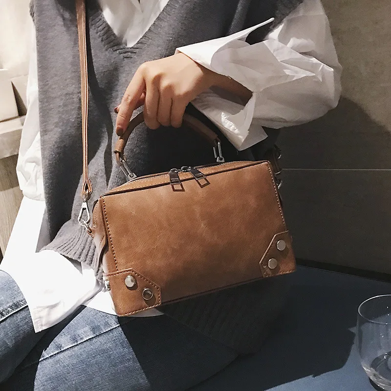 Female Vintage Crossbody Bag Women PU Leather Hand Bag Luxury Box Handbags Sac A Main Ladies Shoulder Messenger Bags XA676H