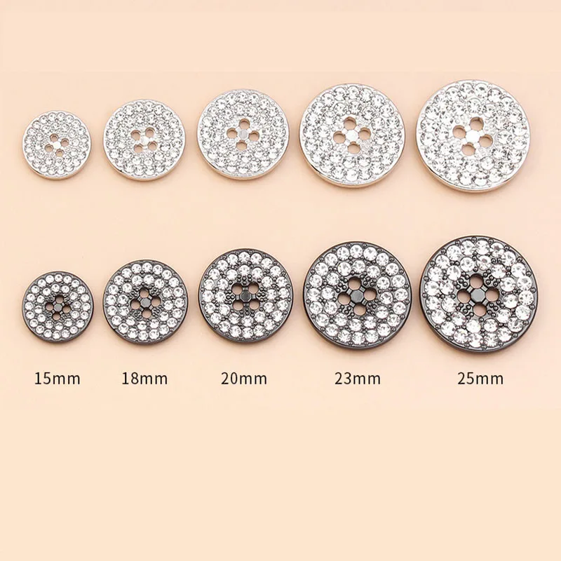 10pcs Metal Buttons Coat Suit Sweater Fashion Decoration High-end Diamond Rhinestone Button Accessories