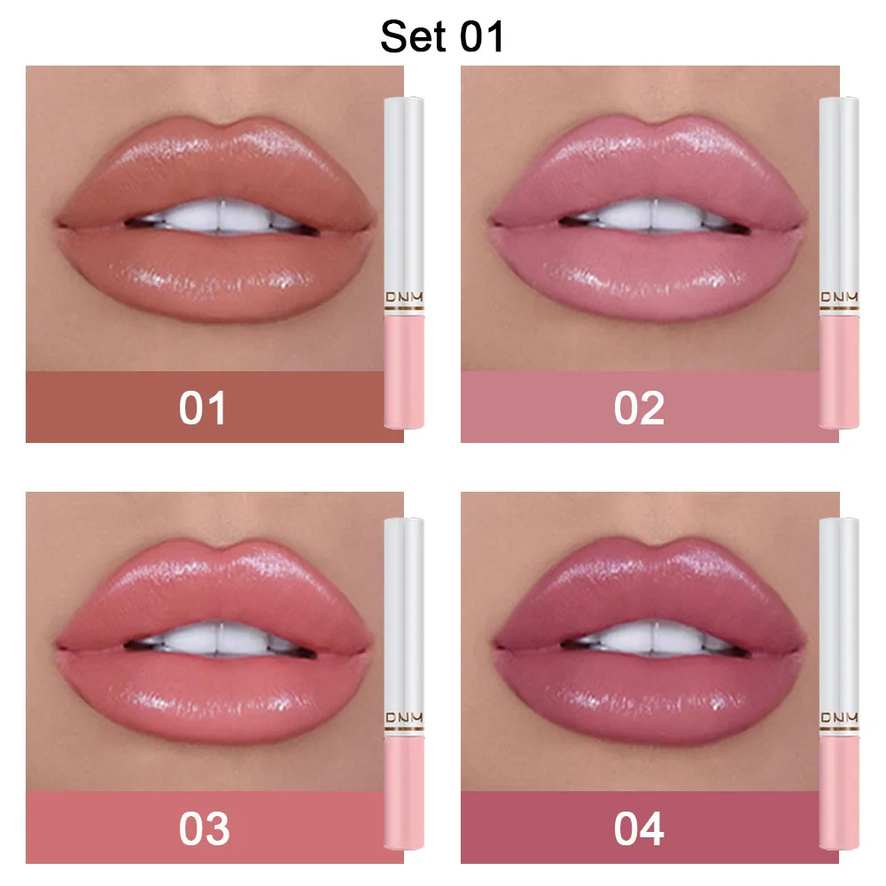 Batom líquido de 16 cores 4 embalagens. Brilho labial hidratante natural, brilho labial natural de longa duração e fácil de colorir