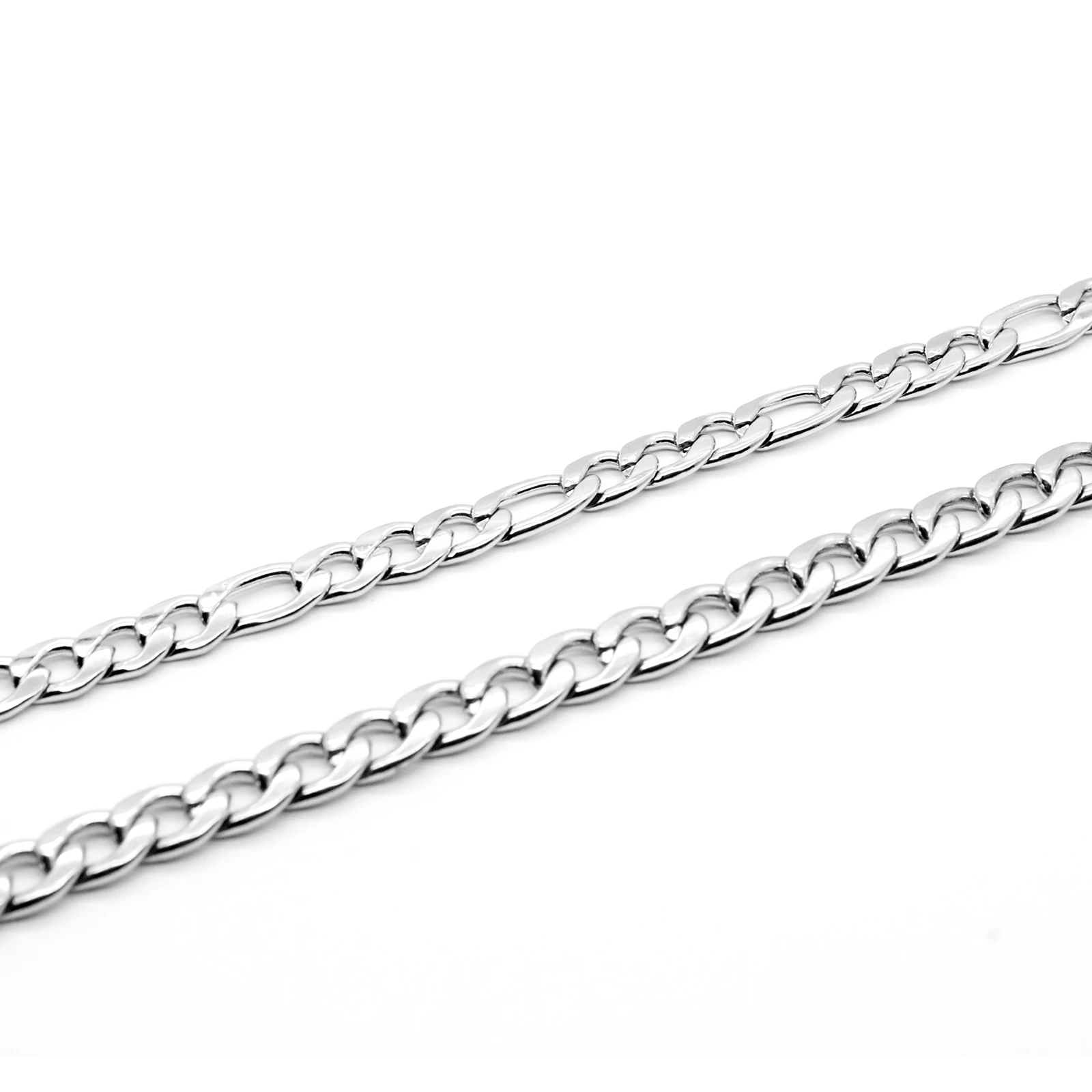 Silver Color Curb Cuban Bracelet For Men Jewelry Stainless Steel Figaro Link Chain Bracelets Hand Jewelry Anklet Gifts