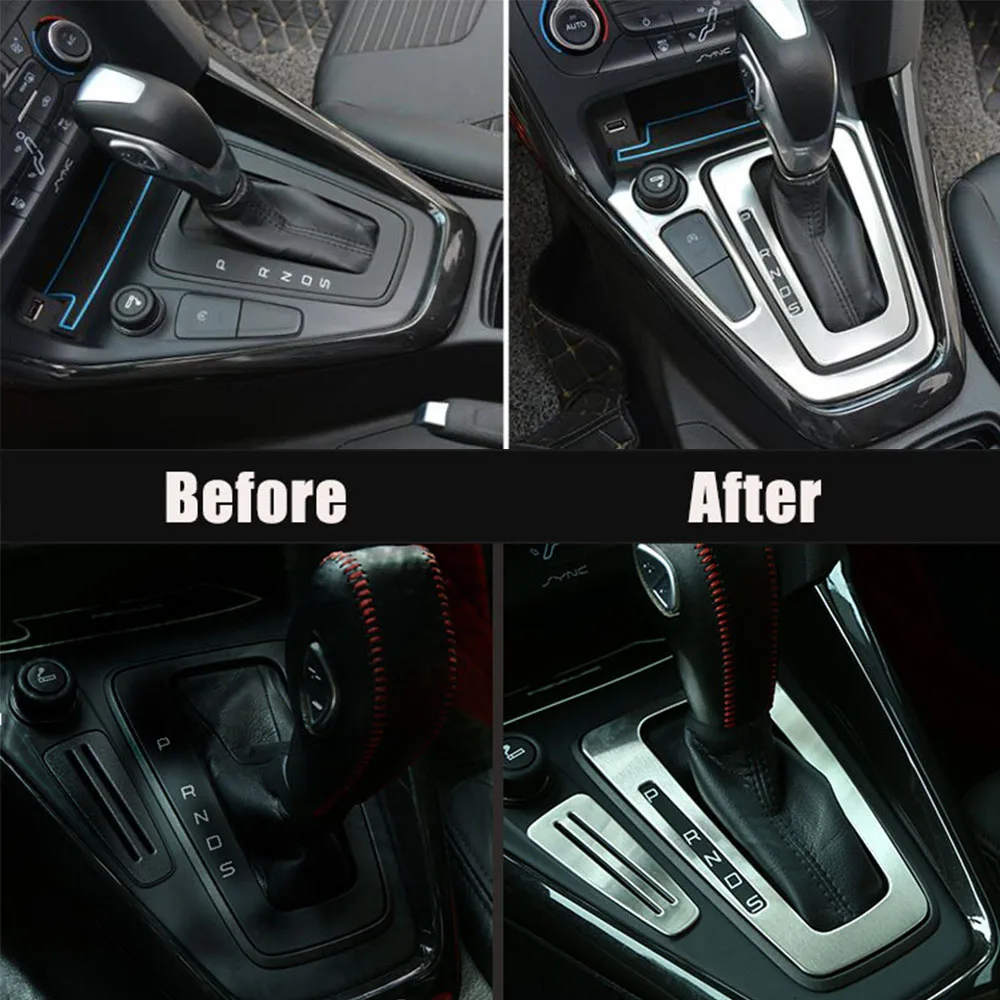 Cotochsun Car styling automatyczna skrzynia biegów ze stali nierdzewnej pokrywa ozdobna ramka naklejka na forda Focus 3 Mk3 2015-2018