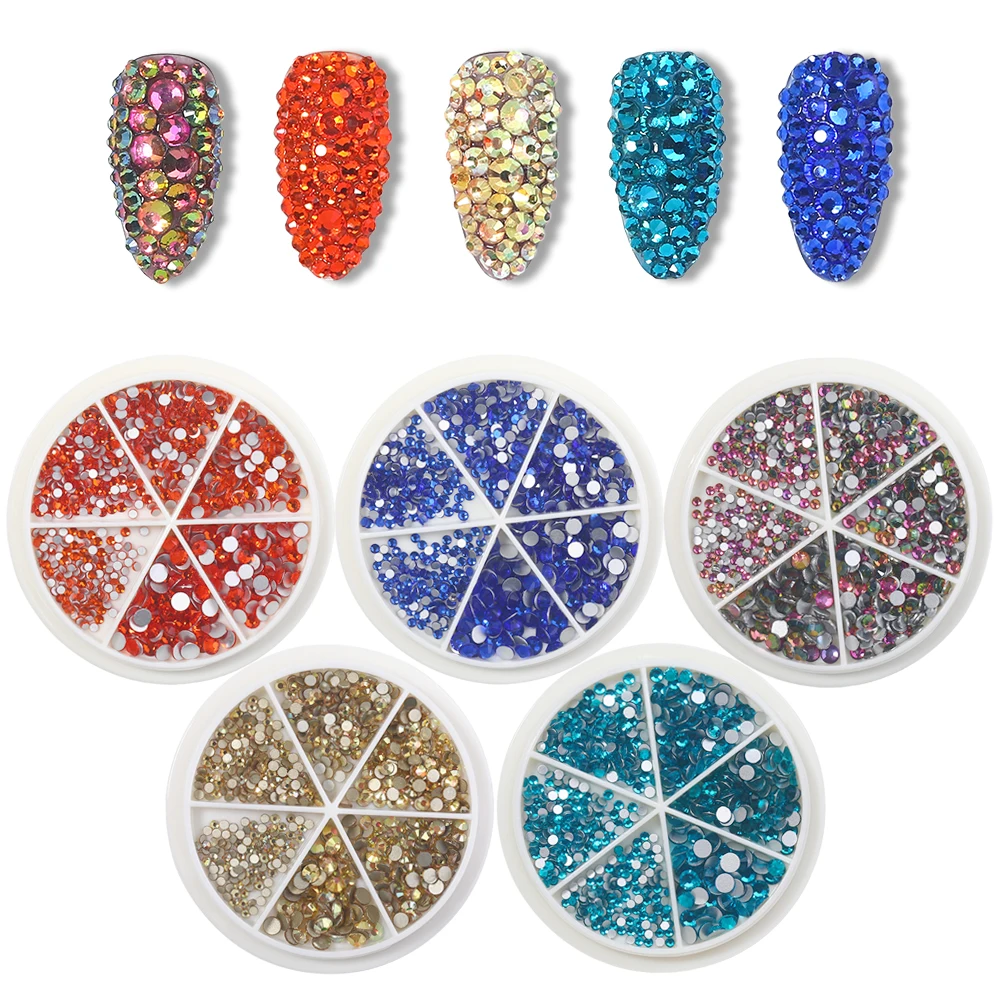 1 Box new pattern Crystal Nail Art Rhinestone Gold Silver Clear All Color Flat Bottom Mixed Shape DIY 3D Nail Art Decoration in