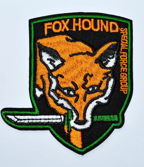 100x METAL GEAR SOLID FOXHOUND FOX SPECIAL FORCE GROUP EMBROIDERED IRON ON PATCH (≈ 7.7 * 8.2 cm)