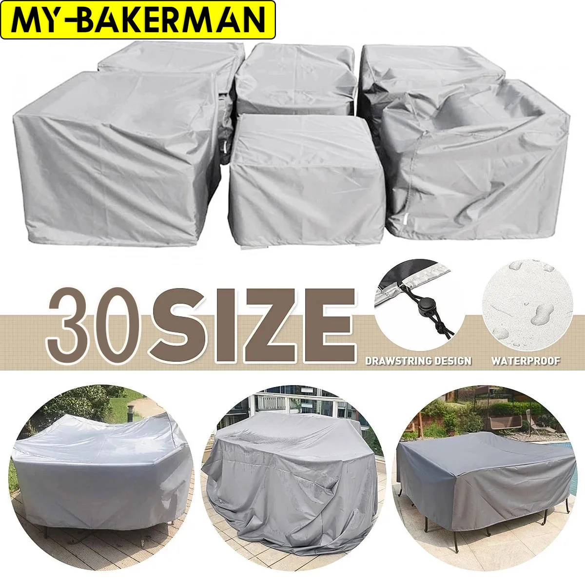 Furniture Cover Waterproof Outdoor Garden Kitchen Waterproof Rain Snow Chair covers for Sofa Table Chair Dust Proof Cover