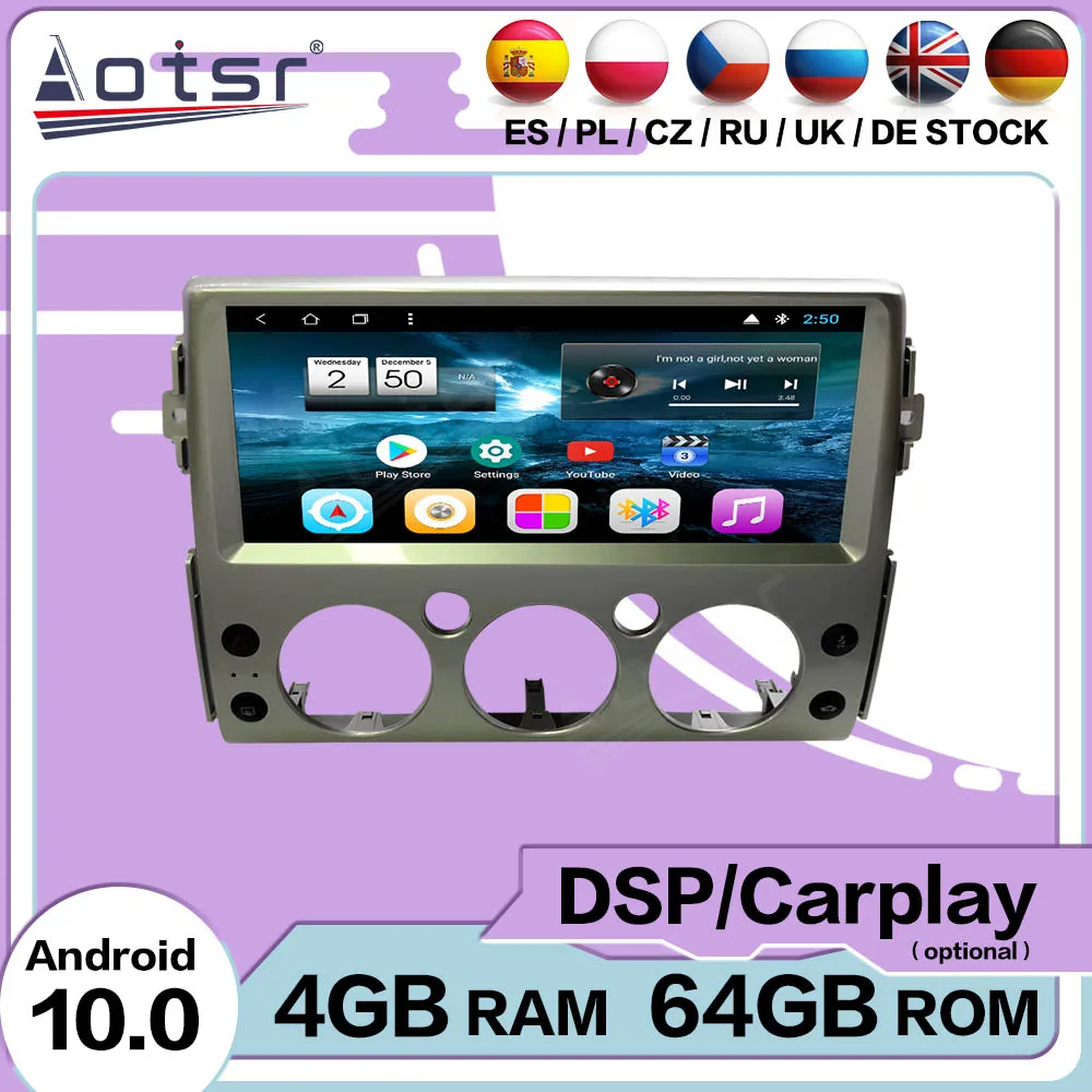 Carplay Android 10 Player For Toyota FJ Cruiser 2007 2008 2009 2010 2011 2012 2013 2014 2015 2016 2017 2018 GPS Radio Head Unit