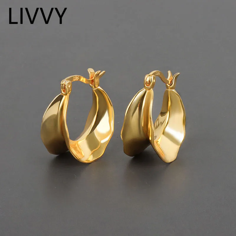 LIVVY Silver Color Irregular Concave Bump Round  Small Stud Earrings  Women Temperament Retro  Party Accessories Gifts