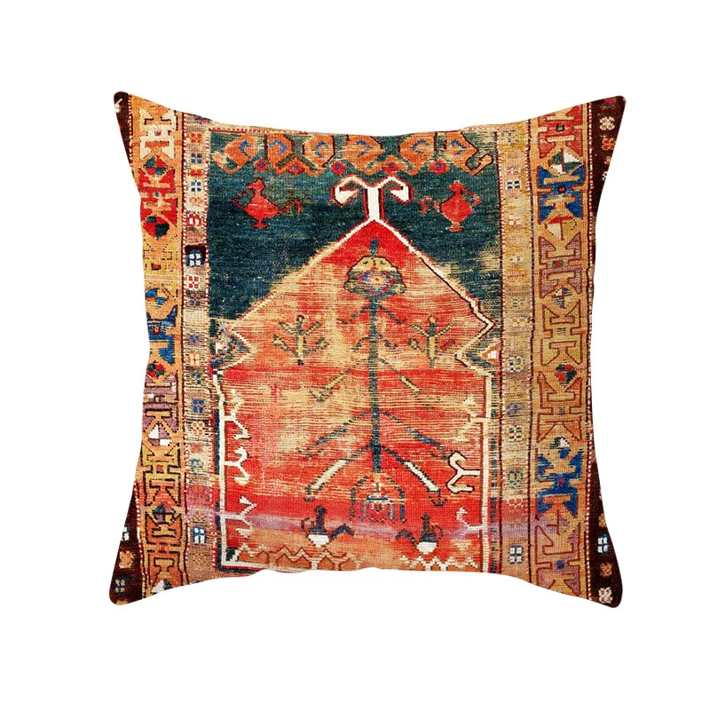 Ethnic Persian Carpet Print Cushion Cover Hot Retro Decorative Pillowcase Vintage Art Turkish Blanket Livingroom Throw Pillows
