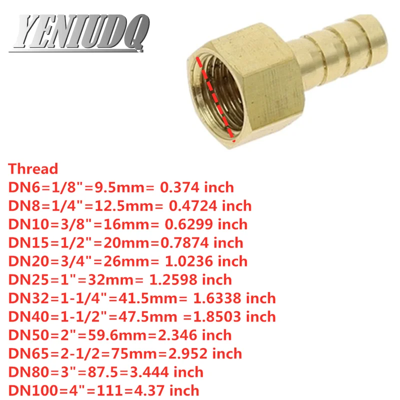 Raccord de tuyau en laiton 4mm-19mm, queue cannelée 1/8 "1/4" 1/2 "3/8" BSP, filetage femelle, connecteur en cuivre, adaptateur de couremplaçant de joint