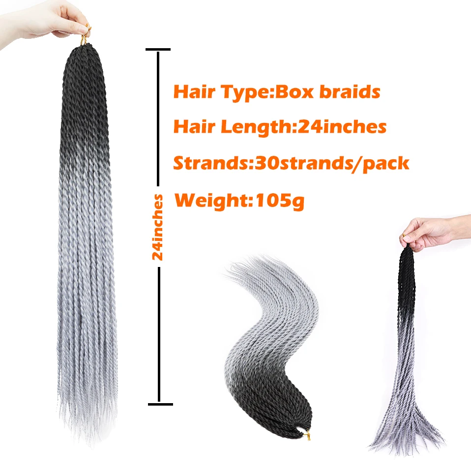 My-Lady Synthetic 24inches Long Straight Ombre Soft Box Braids Hair Extensions African For Afro Woman Artificial Strand