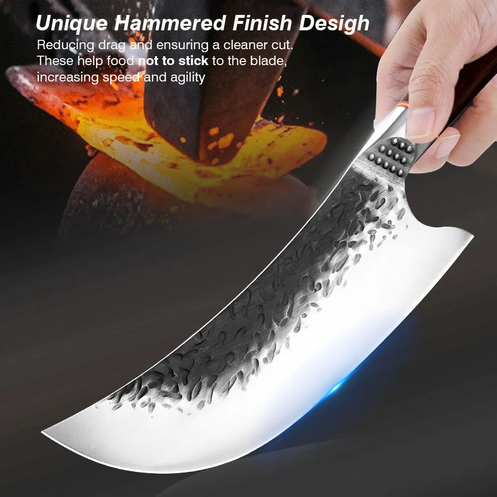 8 Inch Chef Knife High-carbon Butcher Knife Handmade Forged Kitchen Knives Vegetable Meat Cleaver Slicing Chop with Wood Handle