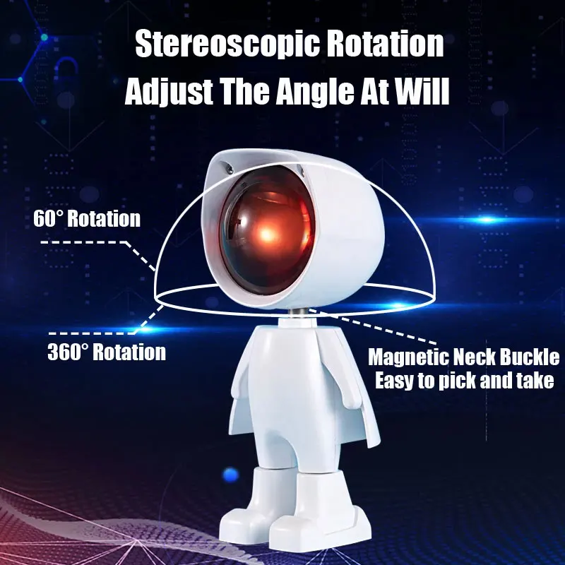 Robot Atmosphere Led Night Lights Rainbow Sunset Projection Light Colorful USB Table Lamp Bedroom Background Wall Lamp Lighting