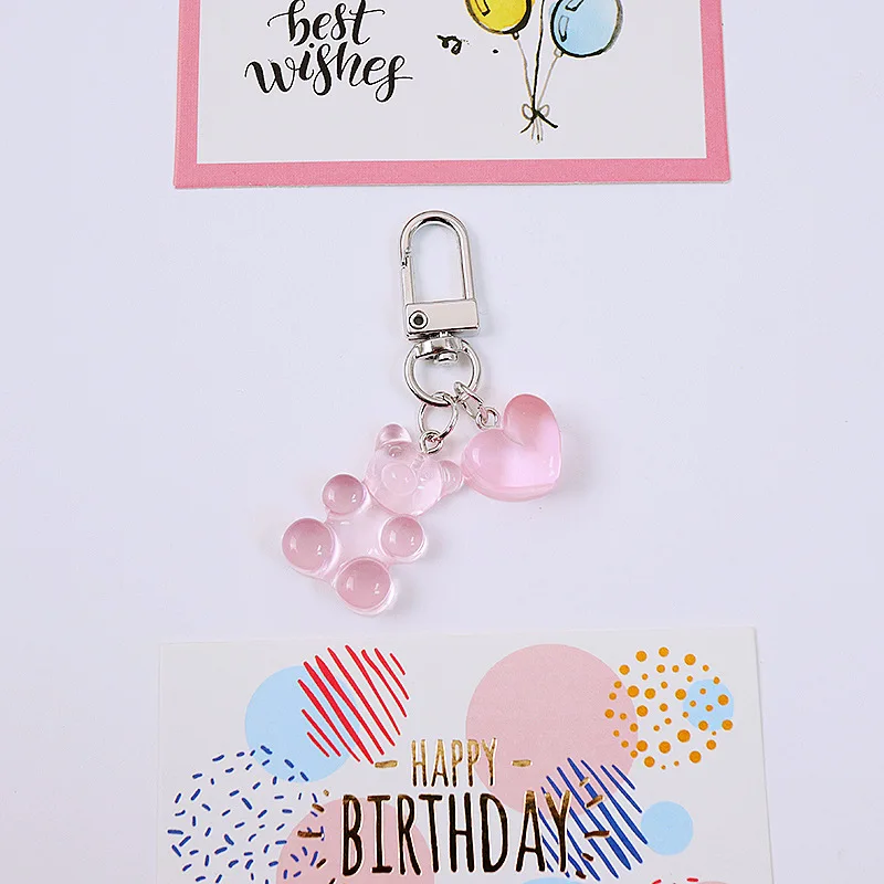Resin Gummy Bear Keychain Candy Heart For Woman Color Animal Key Chain Earphone Cover Jewelry Party Friends