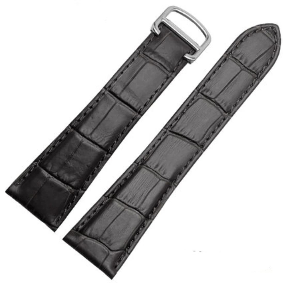 22mm/23mm/24mm/25mm watch band Fit for Cartier Calibre de Diver W7100060 Black/Brown Crocodile Leather W atchbands Strap