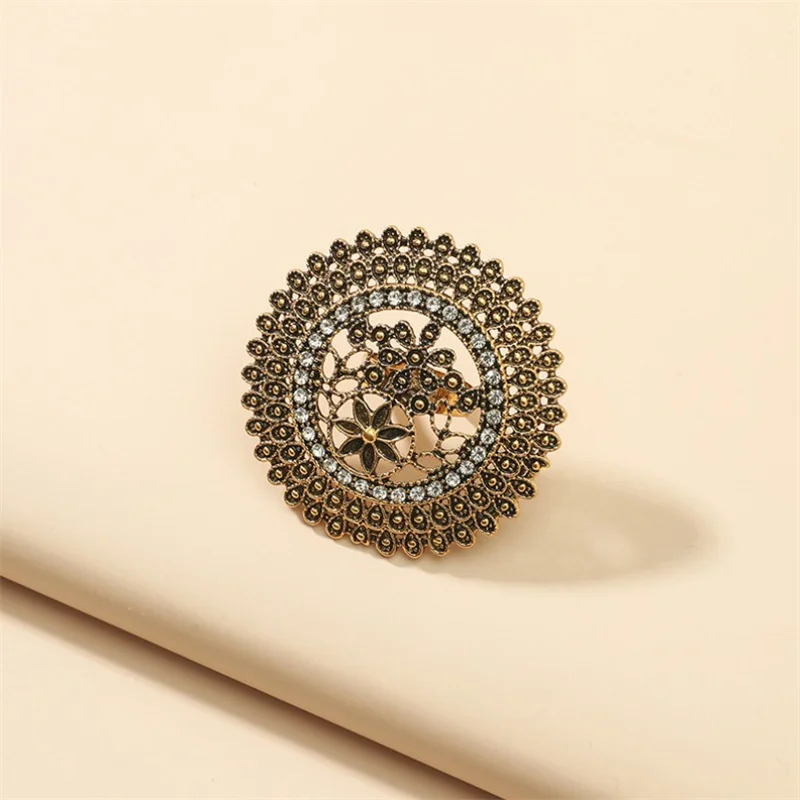 Vintage Antique Big Gold Color Women-Midi-Rings Engraved Flower Pattern Retro Party Female Finger Ring Stylish Indian Jewelry