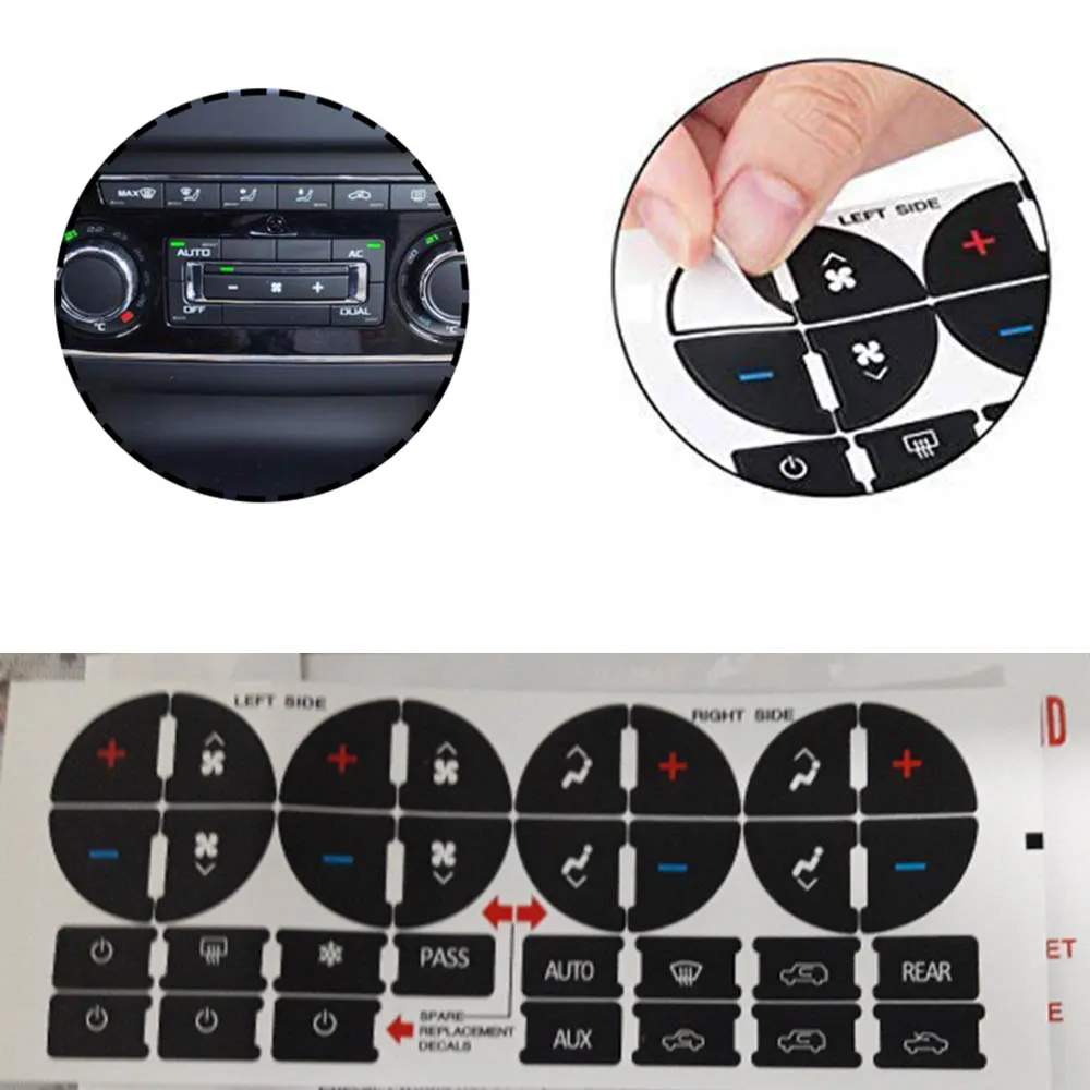 AC Dash Button Sticker Car Radio Air Condition Control Button Sticker For Buick GMC Chevy Avalanche Suburban Tahoe Traverse