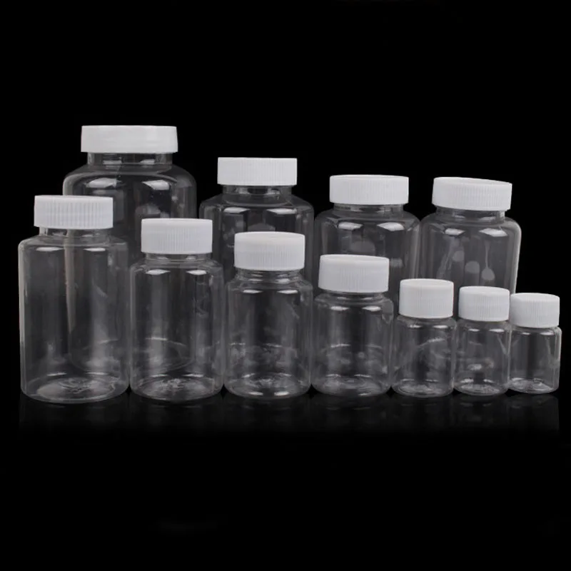 5PCS 15ml/20ml/30ml/100ml Plastic PET Clear Empty Seal Bottles Solid Powder Medicine Pill Vial Containers Reagent Packing Bottle