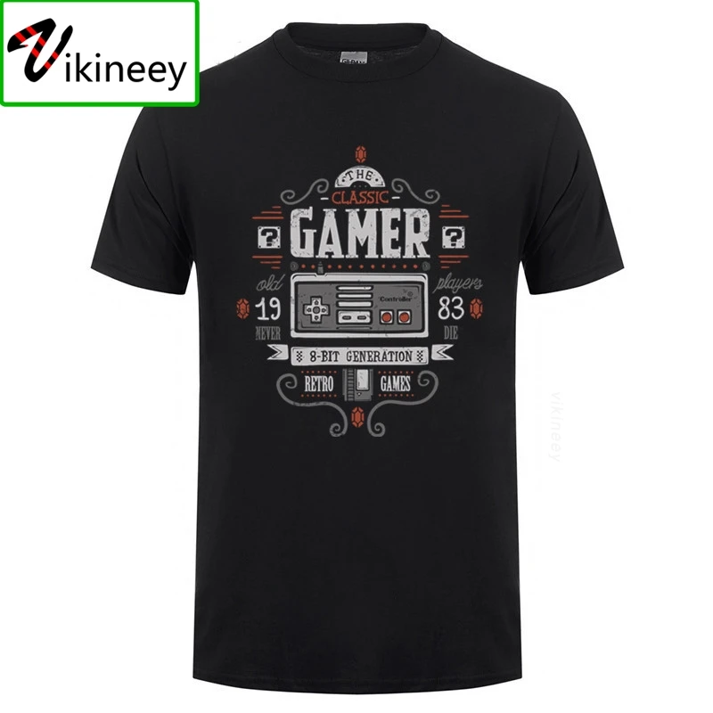 Popular Classic gamer Tshirt Men Crewneck Graphic print T Shirt vintage Short Sleeve Mens T-Shirt hiphop retro tops hipster tee