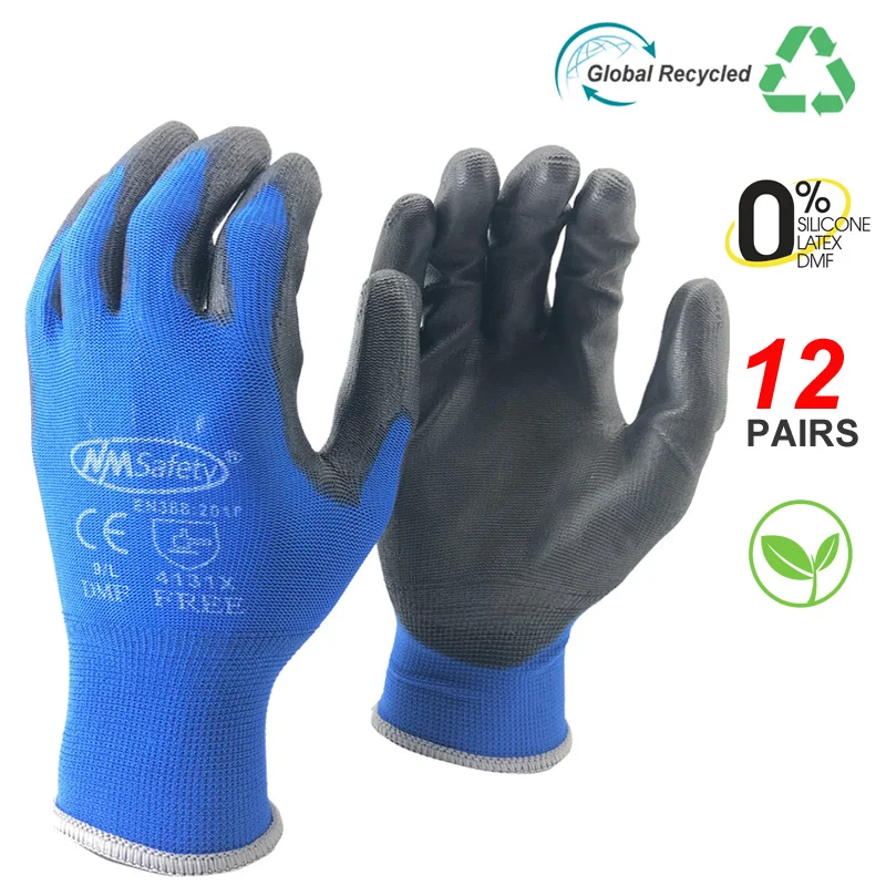 24Pieces/12 Pairs High Quality Safety Garden Mechanic Protective Gloves Women or Men Rubber Security Work Glove