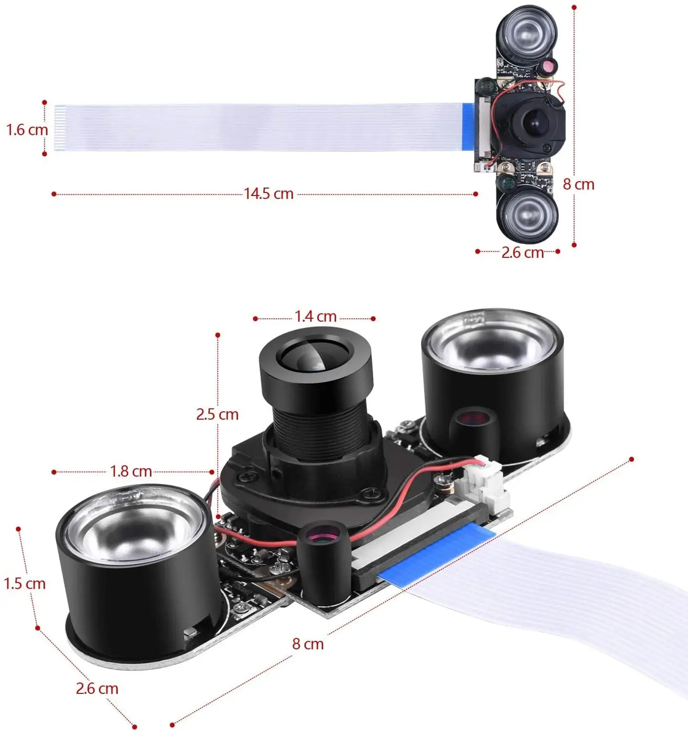 Cámara Raspberry pi con visión diurna y nocturna, videocámara IR Cut 1080p HD, Webcam, 5MP, OV5647, Sensor para Raspberry Pi RPi 4 3 B +