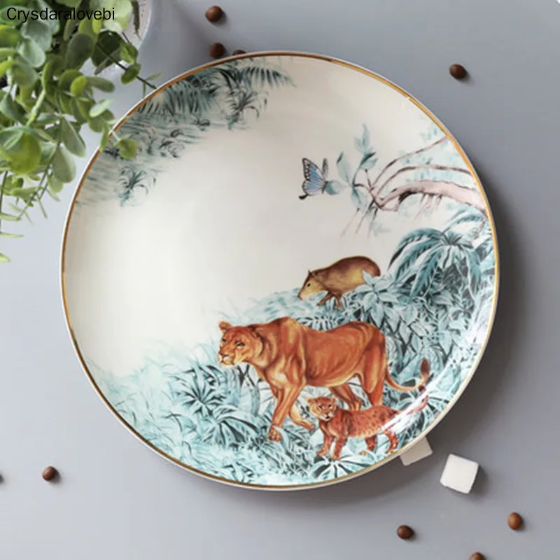 Ceramic Tableware Chinese Skeletal Animal Dessert Fruit Plate Home Porcelain Decoration