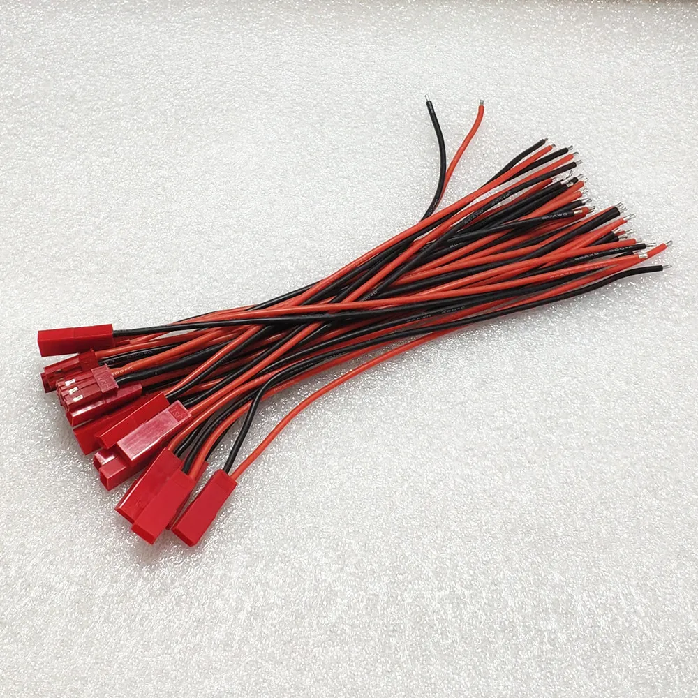 

10Pairs 10/15/30CM 2Pin JST Connector Plug 22AWG Silicone Wire Power Cable Male/Female For RC BEC ESC Battery DIY Helicopter FPV