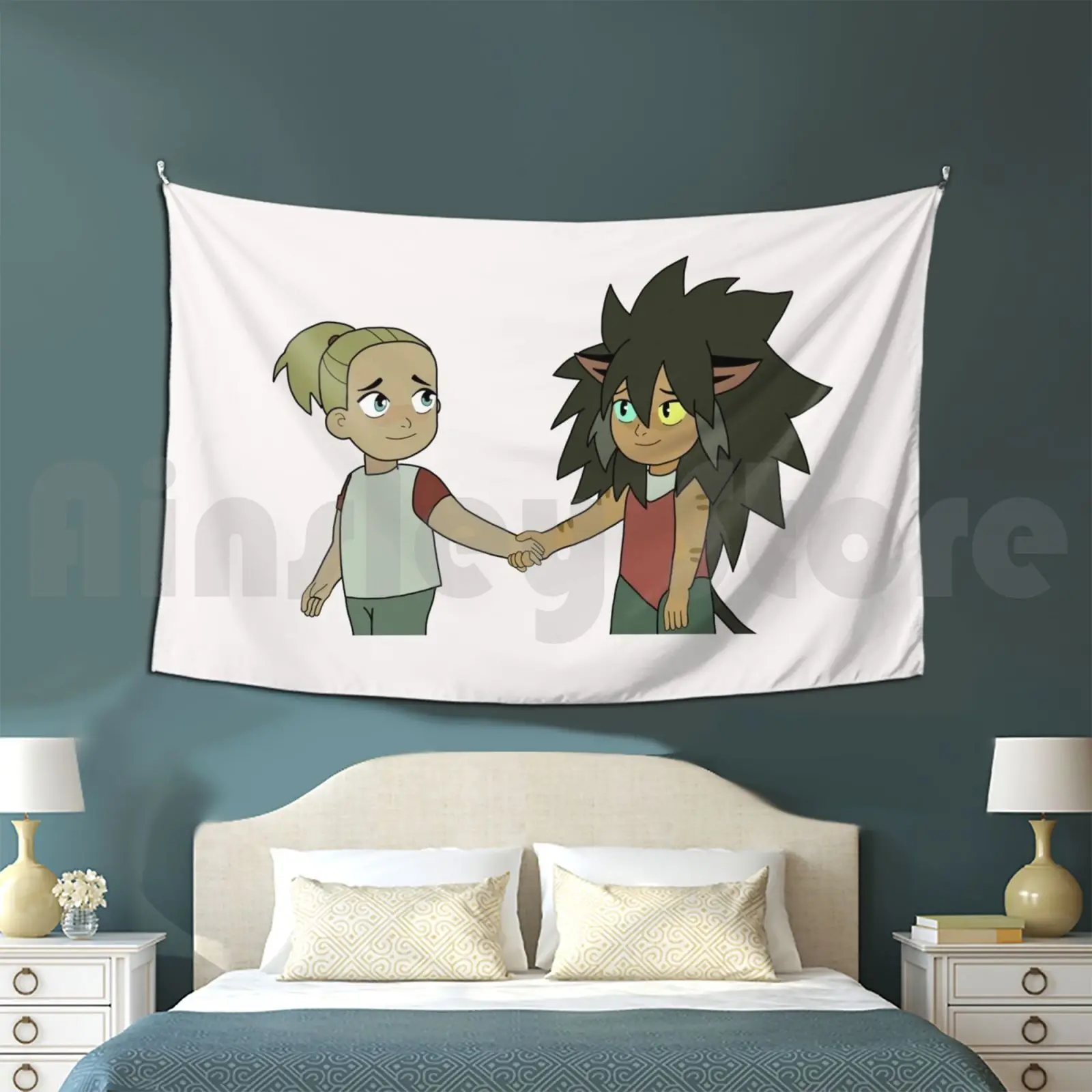 Little Catradora Holding Hands Customized Tapestry Shera She Ra Spop Catradora Catra Adora