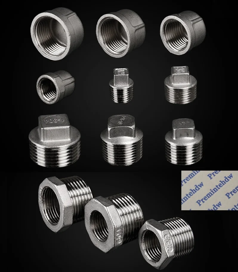 

2Pcs/Lot 304 Stainless Steel Cast 1/4" 1/2" 3/4" 1" Pipe Fittings End Cap Plug Female Hex Bushing Adapter