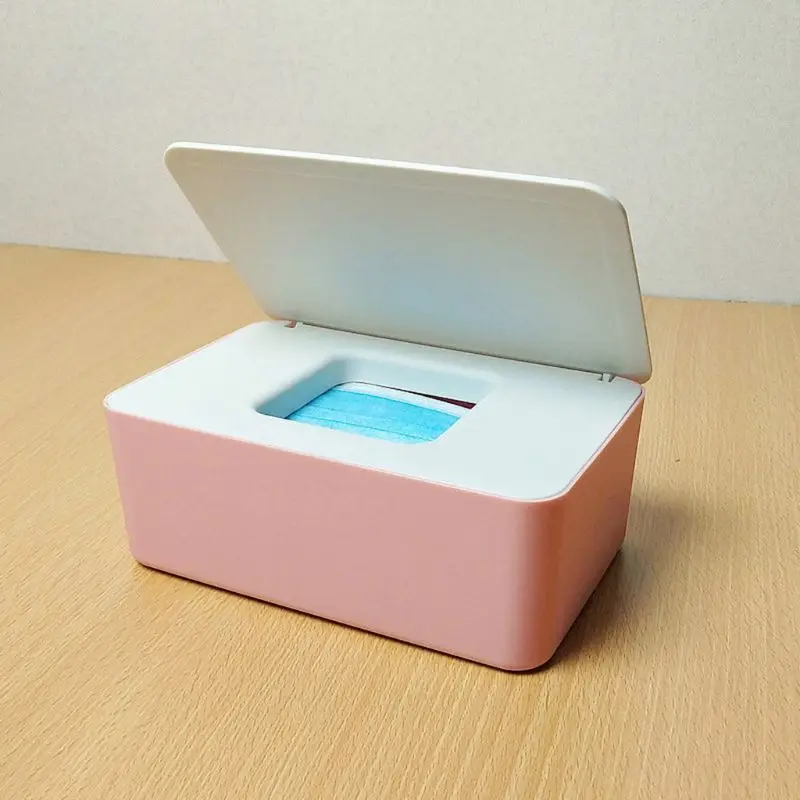 Baby Wet Wipes Dispenser Tissue Storage Box Mouth Mask Case Holder with Lid Home Office Supply