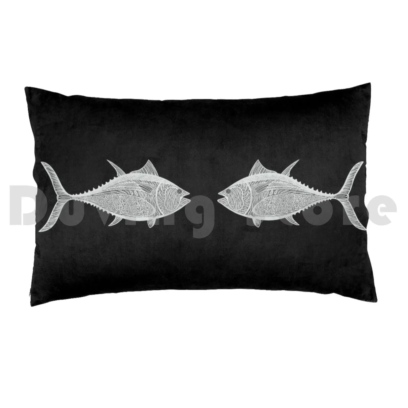 Bluefin Tunas In Love ( On Black ) Pillow Case Printed 35x50 Bluefin Tuna Tuna Fish Atlantic Bluefin Tuna