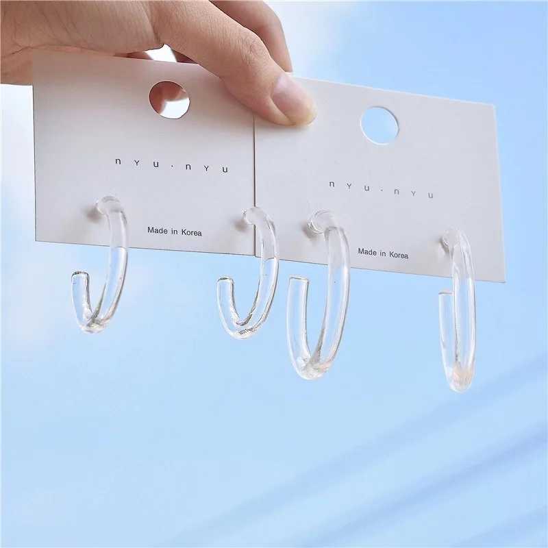 Drop Earrings for Women Geometric Transparent Resin Annular Earrings Fashion Simple Girl Earrings Jewelry Accessories Wholesale