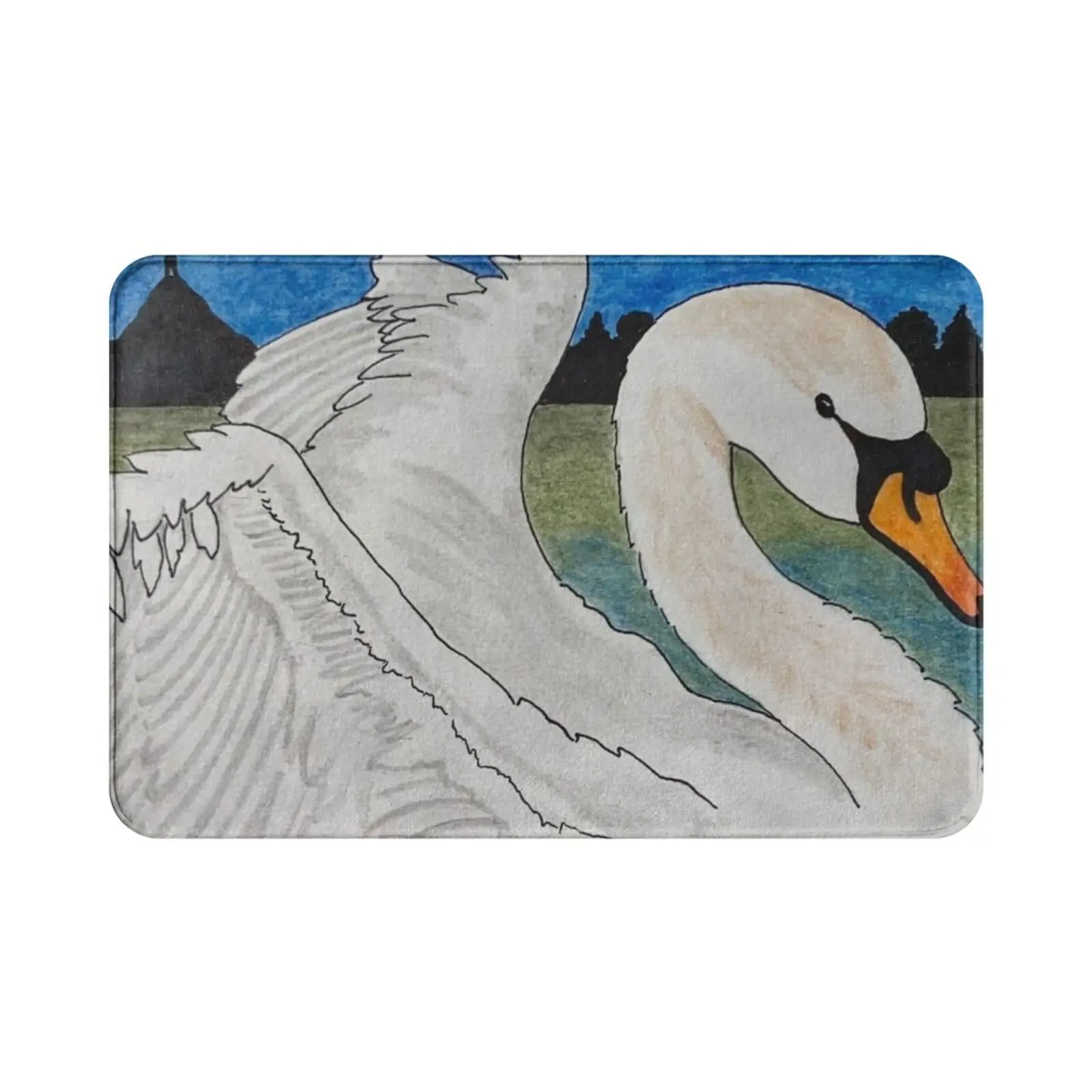 Swan Of Brigid Carpet Mat Rug Cushion Soft Non-Slip Brigid Brighid Bridget Saint Goddess Irish Swan Sacred Animal Totem